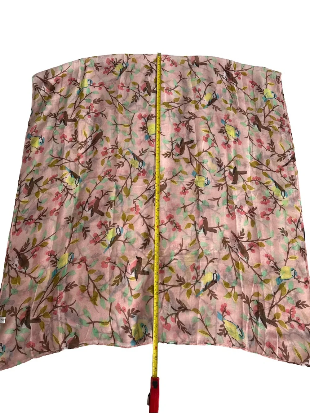 GERINLY Lightweight Pink Floral Bird Print Sheer Scarf Winter Shawl Wrap 32x72